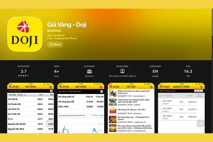 App Giá Vàng Doji App Giá Vàng Doji