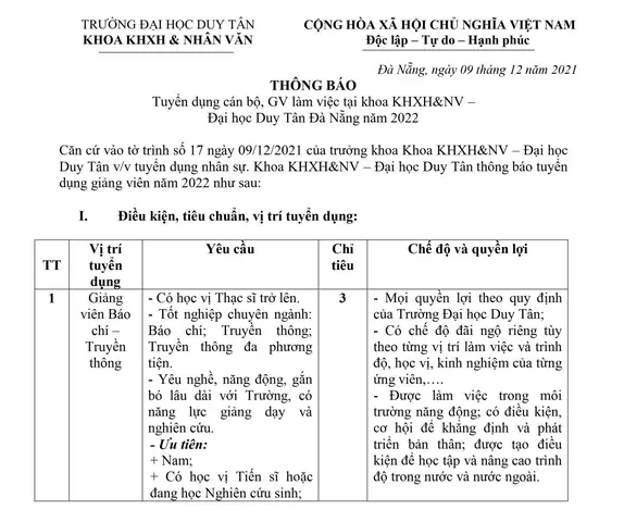 Duy Tân Tuyển Dụng