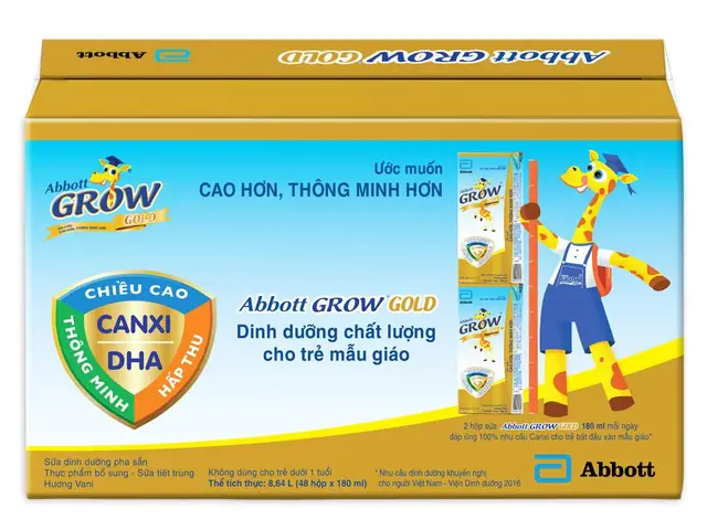 Thùng 48 Hộp Sữa Abbott Grow Gold Hương Vani 180ml Thùng 48 Hộp Sữa Abbott Grow Gold Hương Vani 180ml