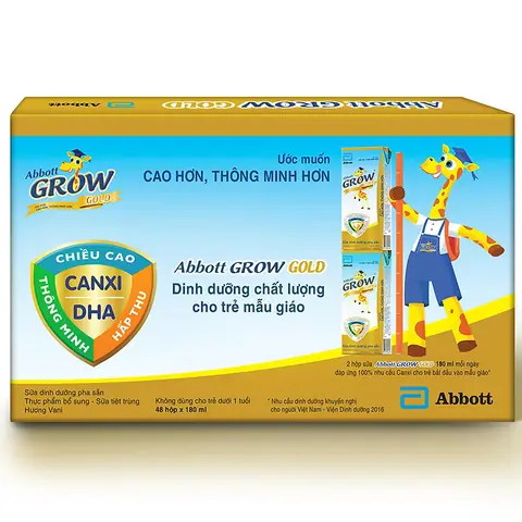 Thùng 48 Hộp Sữa Abbott Grow Gold Hương Vani 180ml Thùng 48 Hộp Sữa Abbott Grow Gold Hương Vani 180ml