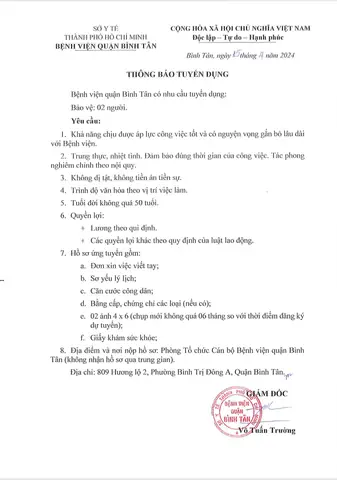 Tuyển Dụng Bình Tân Tuyển Dụng Bình Tân