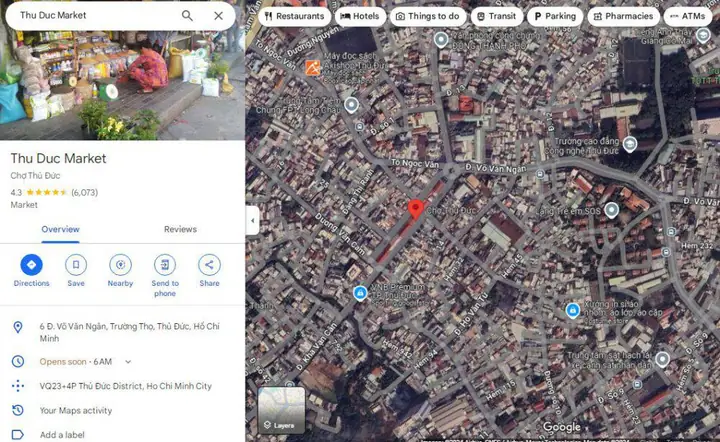 Hướng Dẫn Tìm Vị Trí Và Đường Đi Đến Chợ Thủ Đức Trên Google Maps