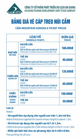 Bảng Giá Vé Cáp Treo Núi Cấm An Giang 2026: Giá Người Lớn, Trẻ Em, Combo & Lưu Ý Khi Đặt Vé