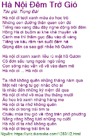 Lời Bài Hát Hà Nội Đêm Trở Gió: Hợp Âm, Mv Và Thông Tin Tác Giả