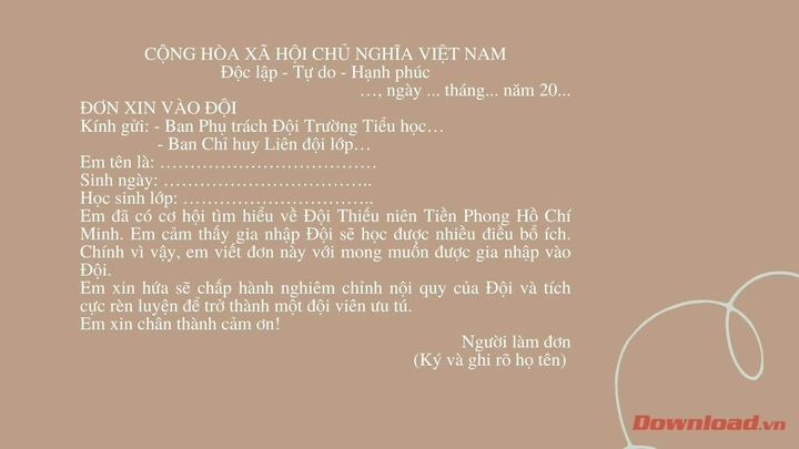 Hình Ảnh Mẫu Đơn Xin Vào Đội Thường Xuyên Dùng – Hướng Dẫn Chi Tiết Cho Học Sinh Lớp 3