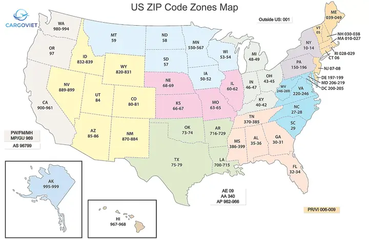 Mã Bưu Chính Mỹ (zip Code) Là Gì Và Danh Sách Mã Zip Code Các Tiểu Bang Chuẩn Nhất