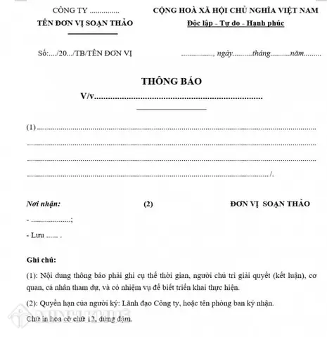 Tổng Hợp Các Mẫu Thông Báo Thông Dụng Chuẩn Quy Định Mới Nhất Tổng Hợp Các Mẫu Thông Báo Thông Dụng Chuẩn Quy Định Mới Nhất