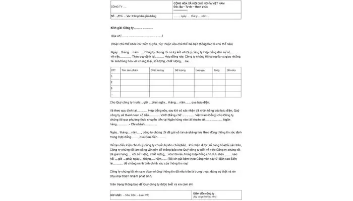 Mẫu Thông Báo Giao Hàng Mới Nhất: Hướng Dẫn Soạn Thảo Và Tải File Chuẩn Mẫu Thông Báo Giao Hàng Mới Nhất: Hướng Dẫn Soạn Thảo Và Tải File Chuẩn