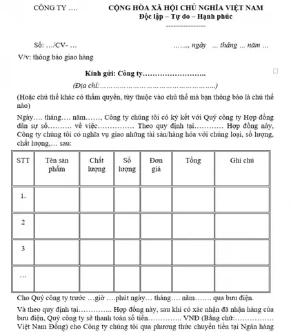Mẫu Thông Báo Giao Hàng Mới Nhất: Hướng Dẫn Soạn Thảo Và Tải File Chuẩn Mẫu Thông Báo Giao Hàng Mới Nhất: Hướng Dẫn Soạn Thảo Và Tải File Chuẩn