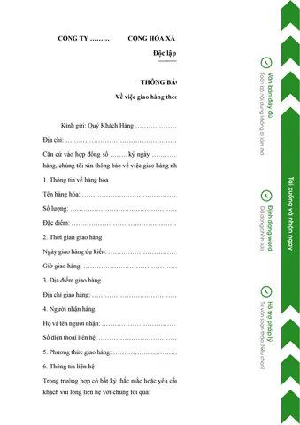 Mẫu Thông Báo Giao Hàng Mới Nhất: Hướng Dẫn Soạn Thảo Và Tải File Chuẩn Mẫu Thông Báo Giao Hàng Mới Nhất: Hướng Dẫn Soạn Thảo Và Tải File Chuẩn