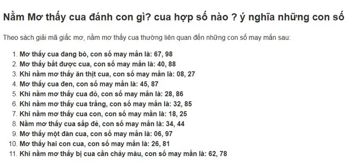 Nằm Mơ Thấy Cua Biển Đánh Số May: Ý Nghĩa Giấc Mơ Và Các Con Số May Mắn Nằm Mơ Thấy Cua Biển Đánh Số May: Ý Nghĩa Giấc Mơ Và Các Con Số May Mắn
