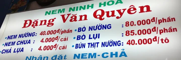 Địa Chỉ, Thực Đơn & Đánh Giá Quán Nem Nướng Đặng Văn Quyên Ở Nha Trang