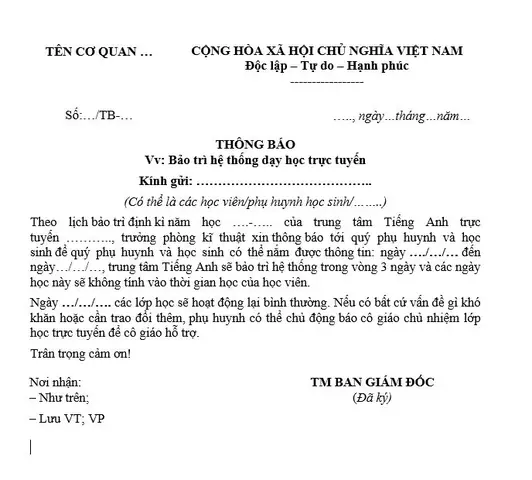 Mẫu Thông Báo Bảo Trì Hệ Thống Chuyên Nghiệp Và Cách Viết Hiệu Quả Mẫu Thông Báo Bảo Trì Hệ Thống Chuyên Nghiệp Và Cách Viết Hiệu Quả