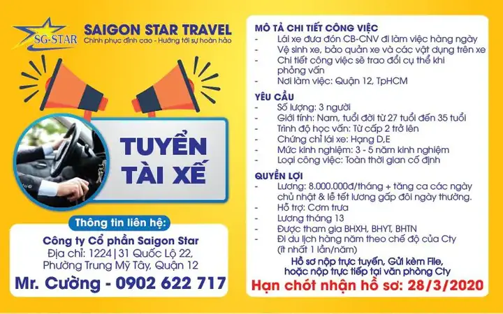 Tuyển Dụng Lái Xe Tp.hcm: Tổng Hợp Việc Làm Mới Nhất Và Nơi Ứng Tuyển Uy Tín Tuyển Dụng Lái Xe Tp.hcm: Tổng Hợp Việc Làm Mới Nhất Và Nơi Ứng Tuyển Uy Tín