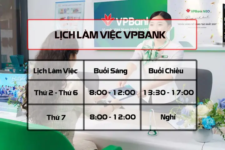Giờ Làm Việc Vpbank Chi Tiết Mới Nhất: Thứ 2 – Thứ 7 Giờ Làm Việc Vpbank Chi Tiết Mới Nhất: Thứ 2 – Thứ 7