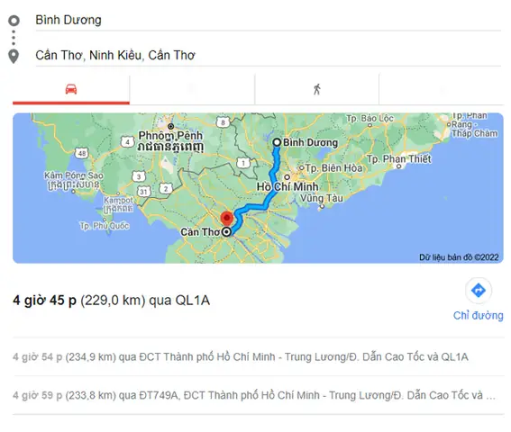 Xác Định Khoảng Cách Từ Cần Thơ Đi Bình Dương Bao Nhiêu Km Cho Người Di Chuyển Bằng Đường Bộ