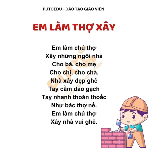 Hình Ảnh Minh Họa Bài Thơ “em Làm Thợ Xây” – Tài Nguyên Trực Quan Cho Giáo Viên & Phụ Huynh Dạy Trẻ 3‑4 Tuổi