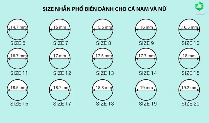 Bảng Size Nhẫn Nữ Phổ Biến Và Hướng Dẫn Đo Size Chuẩn Xác Bảng Size Nhẫn Nữ Phổ Biến Và Hướng Dẫn Đo Size Chuẩn Xác