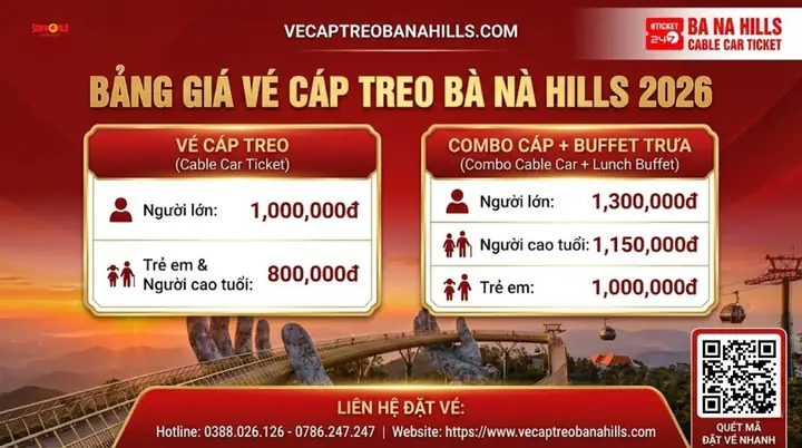 Vé Cáp Treo Bà Nà Hills 2026 Bao Gồm Những Gì? Chi Tiết Dịch Vụ & Giá Vé
