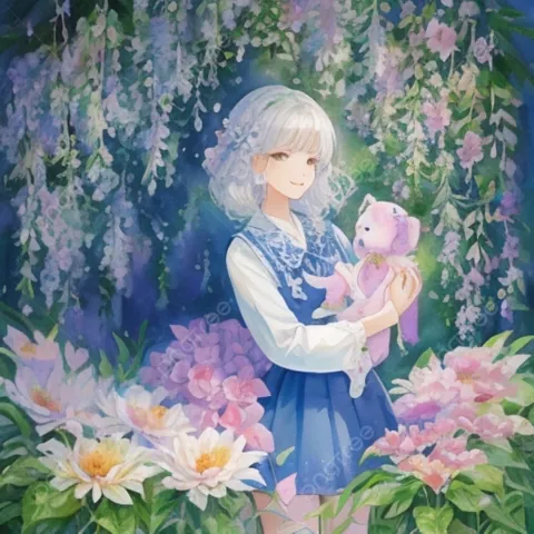 100+ Ảnh Anime Các Cô Gái Ôm Thú Bông Đáng Yêu Siêu Chill