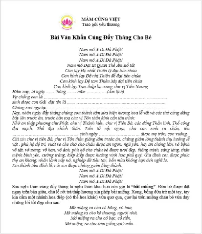 Bài Cúng Đầy Tháng Bé Trai Đơn Giản, Đầy Đủ A-z Theo Phong Thủy Chuẩn Xác