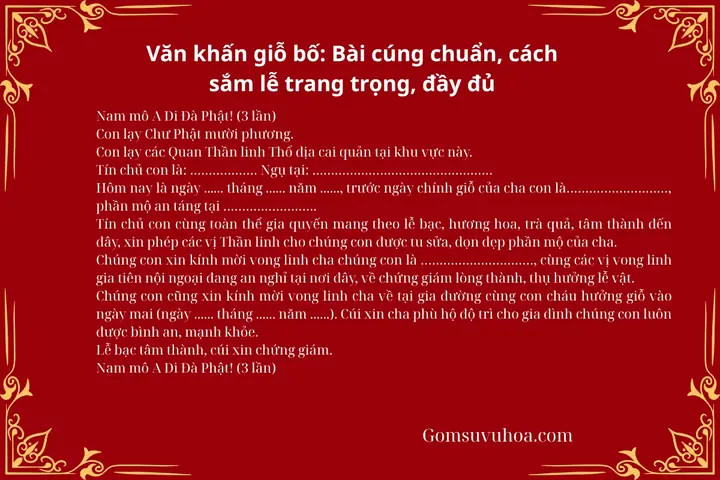 Bài Cúng Giỗ Chuẩn Truyền Thống: Tổng Hợp Mẫu Văn Khấn Đầy Đủ Cho Giỗ Đầu, Giỗ Hết Và Giỗ Thường