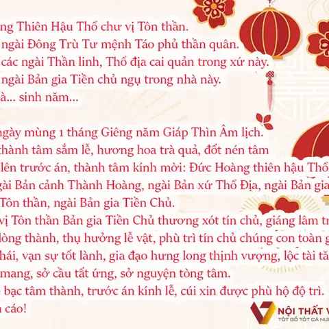 Văn Khấn Mùng 1 Tết Năm Đầy Đủ, Chuẩn Phong Tục: Bài Cúng Tổ Tiên, Thần Linh, Ông Địa Tại Nhà Và Cửa Hàng