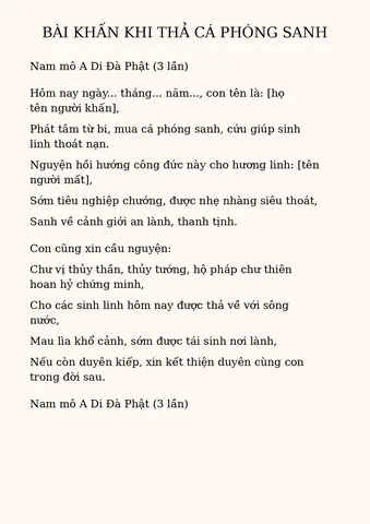 Cách Viết Bài Cúng Phóng Sinh Chuẩn, Đúng Nghi Thức Và Lợi Ích Tương Ứng