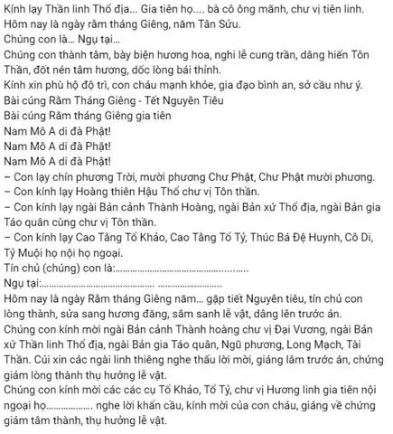 Tổng Hợp Bài Cúng Văn Khấn Rằm Tháng Giêng Năm Tân Sửu (2021) Chuẩn Xác, Đầy Đủ Nhất
