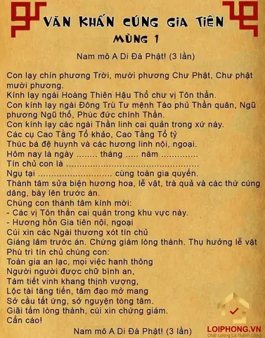 Tổng Hợp Văn Khấn Bài Cúng Sáng Mùng 1 Chuẩn, Đầy Đủ: Tết Nguyên Đán & Hàng Tháng (kèm Trình Tự, Lễ Vật, Chú Ý)