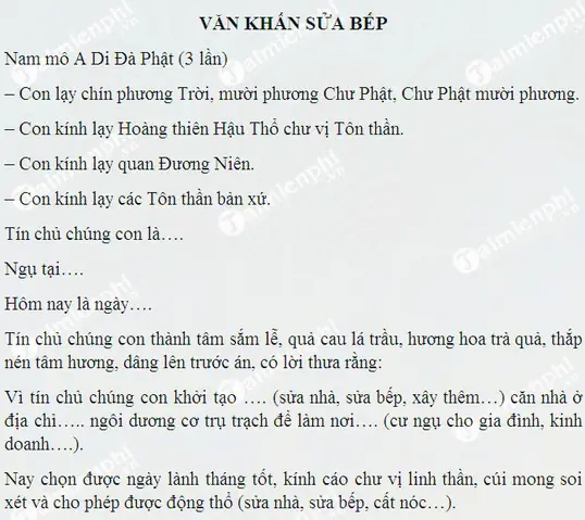 Hướng Dẫn Bài Văn Khấn Cúng Sửa Bếp Chuẩn Nhất: Mâm Lễ, Thủ Tục Và Lưu Ý Quan Trọng