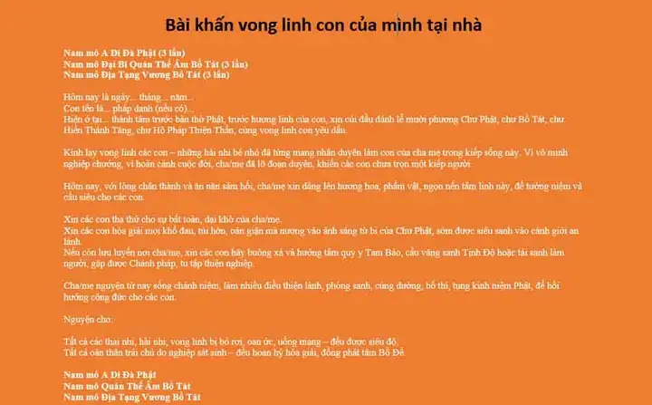 Hướng Dẫn Nghi Thức Cúng Lễ Và Văn Khấn Cầu Siêu Vô Danh, Vong Linh Thai Nhi Tại Nhà Và Chuyển Mộ Chi Tiết Nhất