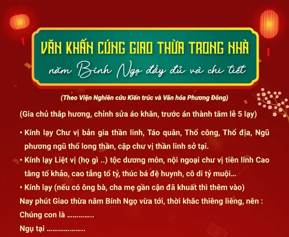 Văn Khấn Cúng Giao Thừa Đơn Giản, Chuẩn Nhất: Đầy Đủ Bài Khấn Trong Nhà, Ngoài Trời & Nghi Thức Cúng Chi Tiết