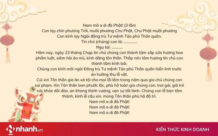 Văn Khấn Cúng Ông Công Ông Táo (ông Táo) Chầu Trời Đầy Đủ, Chi Tiết Nhất Năm 2026