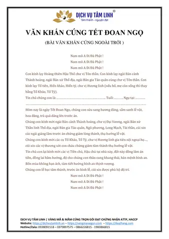 Văn Khấn Tết Đoan Ngọ (mùng 5/5 Âm Lịch) Chuẩn Cổ Truyền 2025: Full Bài Khấn, Mâm Cúng, Giờ Cúng Chi Tiết