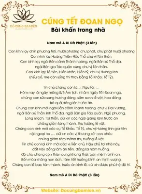 Văn Khấn Tết Đoan Ngọ (mùng 5/5 Âm Lịch) Chuẩn Cổ Truyền 2025: Full Bài Khấn, Mâm Cúng, Giờ Cúng Chi Tiết