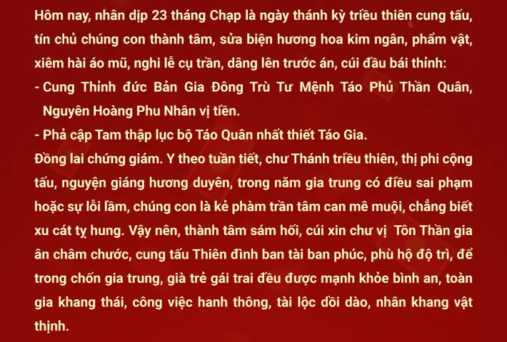 Văn Khấn Cúng Ông Công Ông Táo Chuẩn Nhất, Đầy Đủ, Chi Tiết Nhất 2024