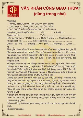 Văn Khấn Cúng Thổ Công Giao Thừa Trong Nhà Chuẩn Nhất: Bài Khấn Đầy Đủ, Mâm Lễ & Giờ Hoàng Đạo
