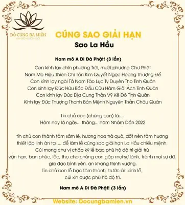 Cách Cúng Giải Hạn Sao La Hầu Chuẩn Nhất Tại Nhà: Thời Gian, Lễ Vật, Văn Khấn Và Quy Trình Chi Tiết Cách Cúng Giải Hạn Sao La Hầu Chuẩn Nhất Tại Nhà: Thời Gian, Lễ Vật, Văn Khấn Và Quy Trình Chi Tiết