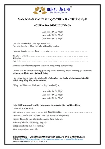 Hướng Dẫn Sắm Lễ, Mâm Cúng Chi Tiết & Văn Khấn Chuẩn Chùa Bà Thiên Hậu Bình Dương