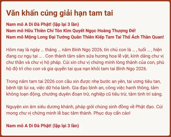Hướng Dẫn Cúng Giải Hạn Tam Tai Tại Chùa: Quy Trình, Lễ Vật, Thời Gian, Khấn Văn Và Chọn Địa Điểm Uy Tín