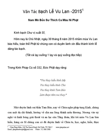 Văn Tác Bạch Cúng Dường Trai Tăng Tôn Sư: Lễ Cúng Tế Đường Và Cầu Siêu Cho Tôn Sư Đã Nibbana Văn Tác Bạch Cúng Dường Trai Tăng Tôn Sư: Lễ Cúng Tế Đường Và Cầu Siêu Cho Tôn Sư Đã Nibbana