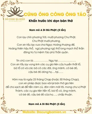 Văn Khấn Cúng Ông Công Ông Táo 2026 Chuẩn Phong Tục, Đầy Đủ Và Đúng Nghi Thức Nhất